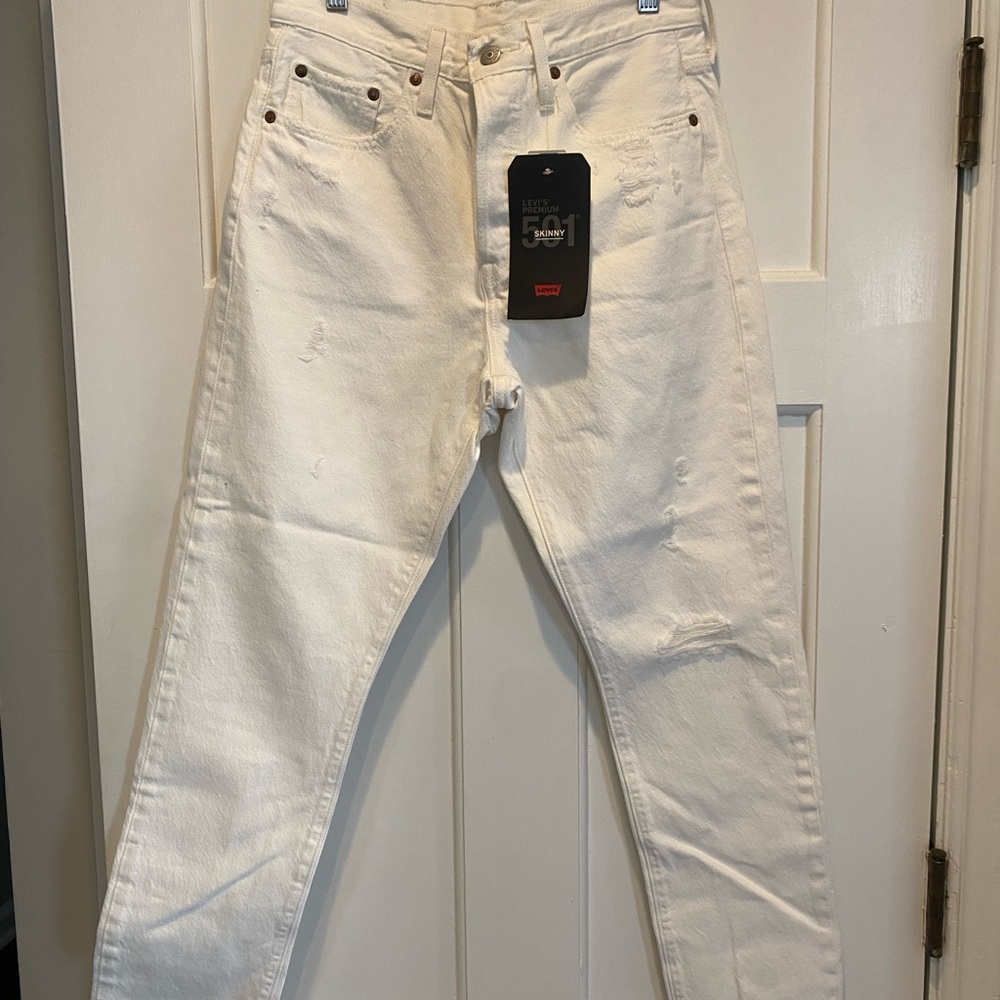 Levi’s Premium 501 Skinny White Distressed 27 28